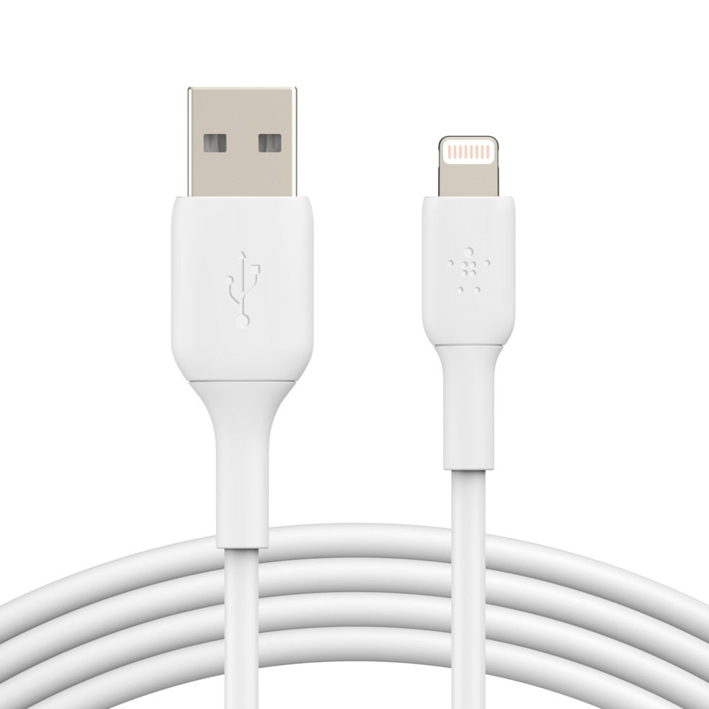 Belkin BoostCharge Lightning to USB-A Cable (1M) - White(CAA001bt1MWH), 480Mbps, 25K+ Bend, Apple iPhone/iPad/Macbook, MFi Certified, 2 Years Warranty