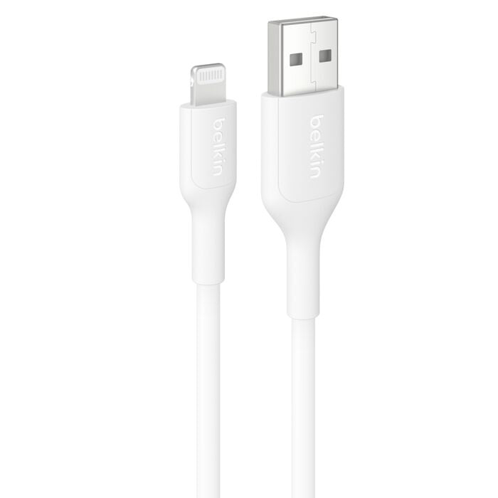 Belkin BoostCharge Lightning to USB-A Cable (1M) - White (CAA019fq1MWH), 2.4A/15W, 480Mbps, 300K+ Bends, Apple iPhone, iPad, 2 Years Warranty