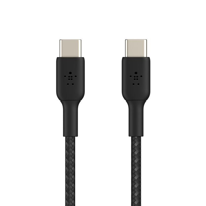 Belkin BoostCharge Braided USB-C to USB-C Cable 0.15M - Black (CAB004bt0MBK), 60W, 480Mbps, 30K+ Bend, Double-Braided,USB-IF Certified,2 Year Warranty