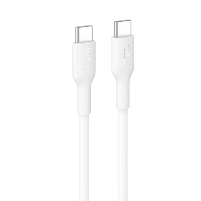 Belkin BoostChargee USB-C TO USB-C 60W 2.0, PCR Cable, 1M, White (CAB023fq1MWH), iPhone ,iPad,Samsung Galaxy, USB - IF Certified, 2 Years Warranty