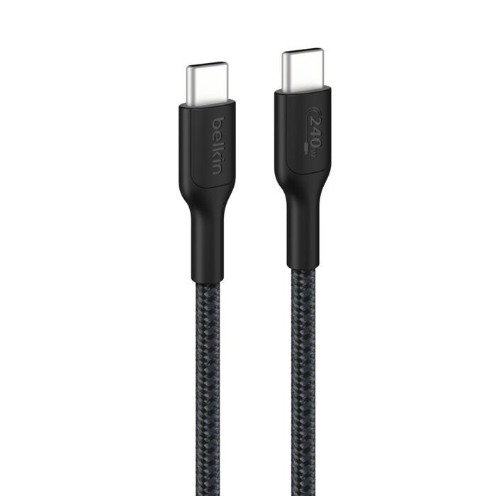 Belkin BoostCharge Pro Braided USB-C To USB-C (2M) - Black (CAB025FQ2MBK), 240W 2.0, 30K+ Bend, USB-IF Certified, Apple, Samsung,2 Years Warranty