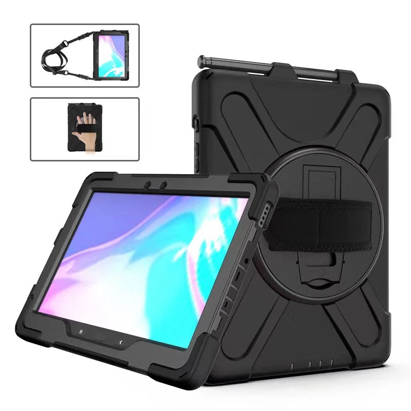 USP Rugged Samsung Galaxy Tab Active5 Pro/Tab Active4 Pro/Tab Active Pro (10.1") Case Black - Built-in-Kickstand,Adjustable Hand Strap, Shoulder Strap