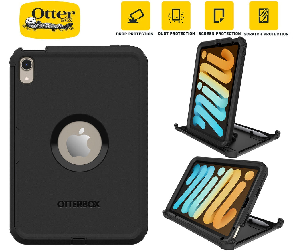 OtterBox Defender Apple iPad Mini A17 Pro (7th Gen) / iPad Mini (8.3") (6th Gen) Case Black - (77-87476), DROP+ 2X Military Standard, 7 Years Warranty