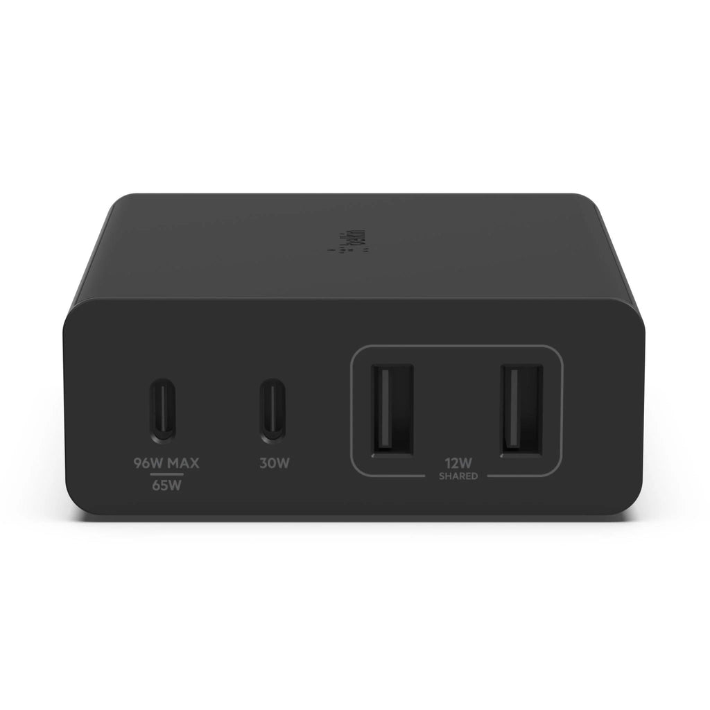 Belkin BoostCharge Pro 4-Port GaN Charger 108W - Black(WCH010auBK),2xUSB-C,2xUSB-A,Intelligent  Fast Charger,Compact Laptop Charger,2 Years Warranty