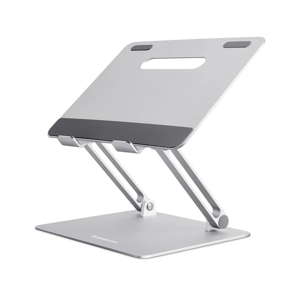 Simplecom CL520 Adjustable Aluminium Ergonomic Riser Stand for Laptop MacBook, Adj 15cm, Tilt, 10"-17", 4kg, 0.9kg, Airflow, Anti-slip, Silver.