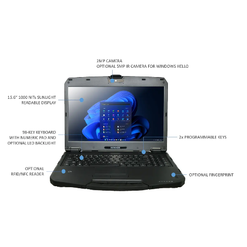 DURABOOK S15, 15" FHD, Intel® Core™ i5-1235U, Windows 11, 16GB RAM, 512GB PCIe SSD,Wi-Fi 6E, Bluetooth v5.3, 2MP Front Camera, 3 year Warranty