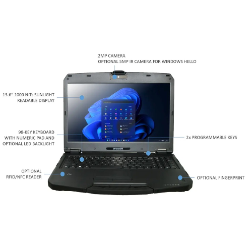 DURABOOK S15, 15" FHD, Intel® Core™ i7-1255U, Windows 11, 16GB RAM,  512GB SSD,Wi-Fi 6E, Bluetooth v5.3, 2MP Front Camera, 3 year Warranty