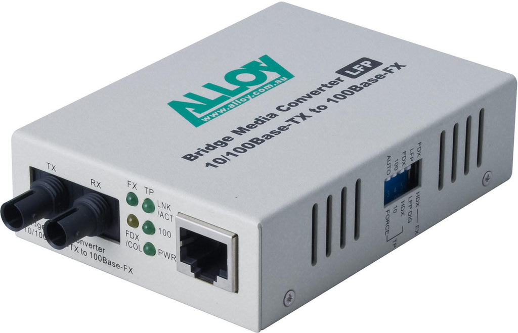 Alloy FCR200ST 10/100Base-TX to 100Base-FX Multimode Fibre (ST) Converter with LFP via FEF or FM. 2Km