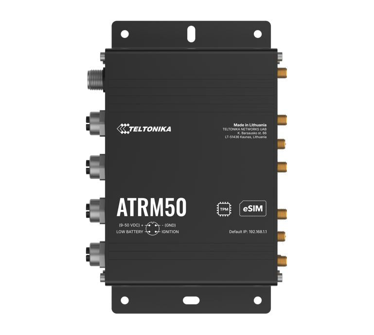 Teltonika ATRM50 5G Router for Transportation, Ultra-High Cellular Speeds, M12 CONNECTORS, DUAL SIM  eSIM, EN 45545-2 and EN 50155, PSU not included