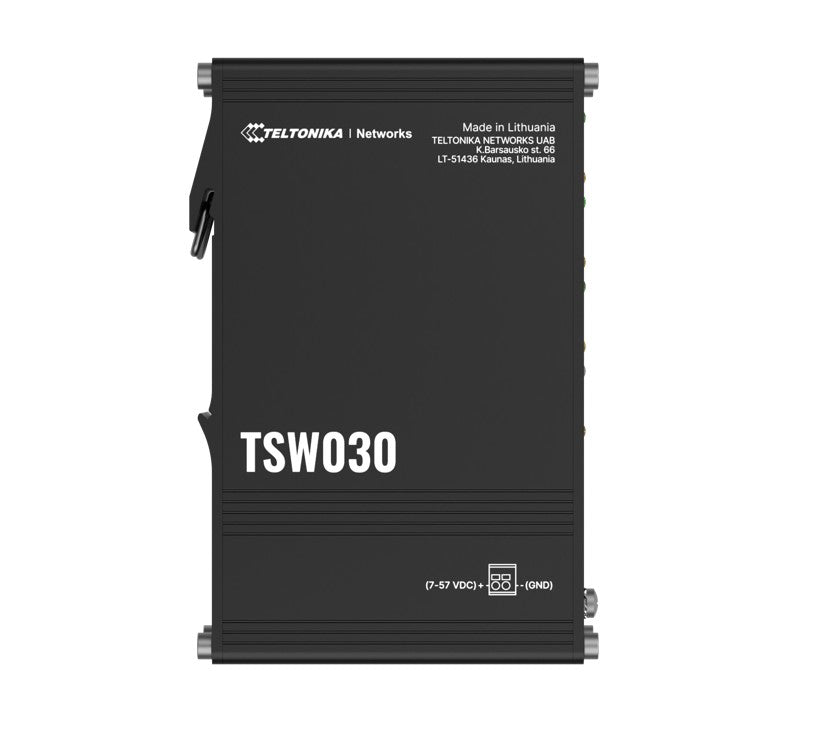 Teltonika TSW030 8-PORT ETHERNET SWITCH, 2-PIN Power Input, 10/100 Mbps,Integreated DIN Rail (PlugPlay Deployment), Supports auto MDI/MDIX crossover