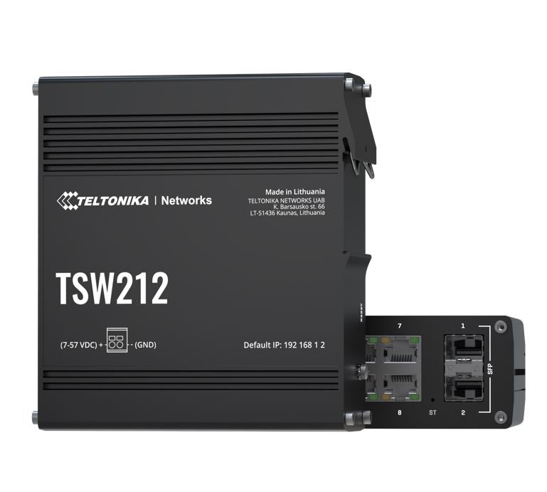 Teltonika TSW212 - L2 Teltonika Networks managed switch with additional L3 features, 8 x Gigabit Ethernet ports  2 x SFP ports