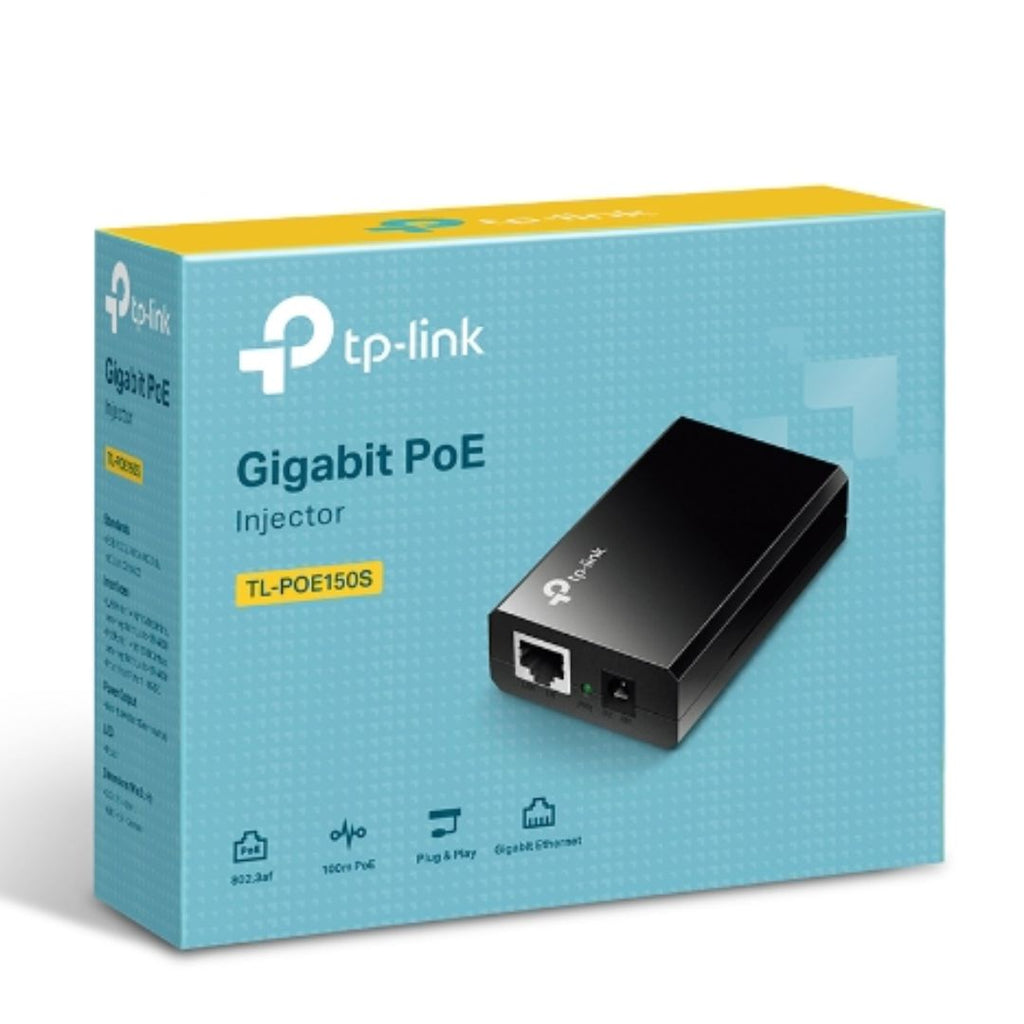 TP-Link TL-POE150S PoE Injector Adapter, IEEE 802.3af compliant, Data and power carried over the same cable up to 100 meters, plastic case, pocket siz