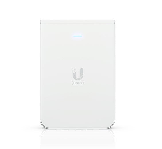 Ubiquiti UniFi Wi-Fi 6 In-Wall Wall-mounted Access Point with a built-in PoE switch.