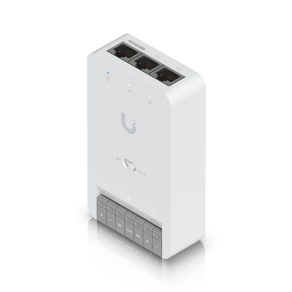 Ubiquiti Door Hub Mini, Compact Access Control Hub For  Single Door,1 Lock terminal -12V Dry Switchable,Connect  Power Via PoE++,2 Additional Inputs