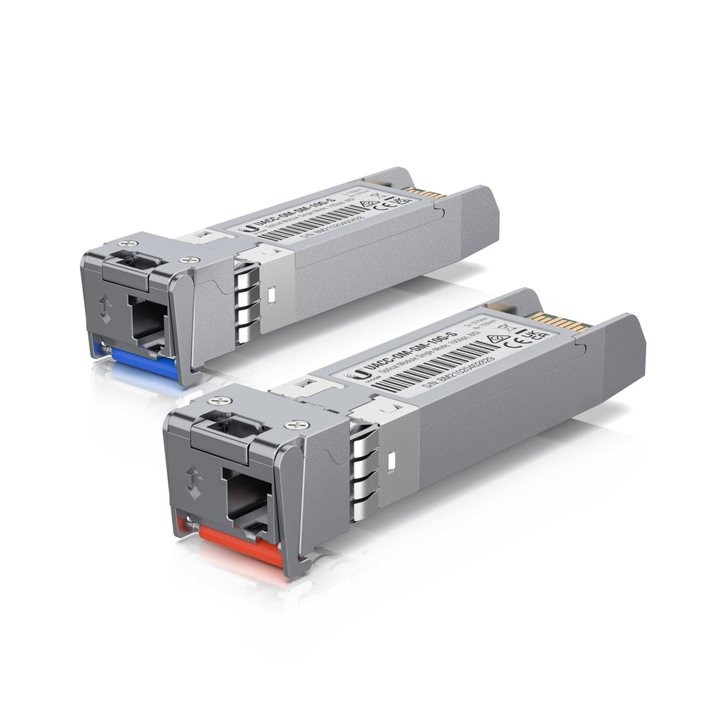 Ubiquiti UFiber  SFP+ Single-Mode Module 10G BiDi 2-pack - Same 10Gbps speed, Less Cable Required (Single Strand and LC Connector)