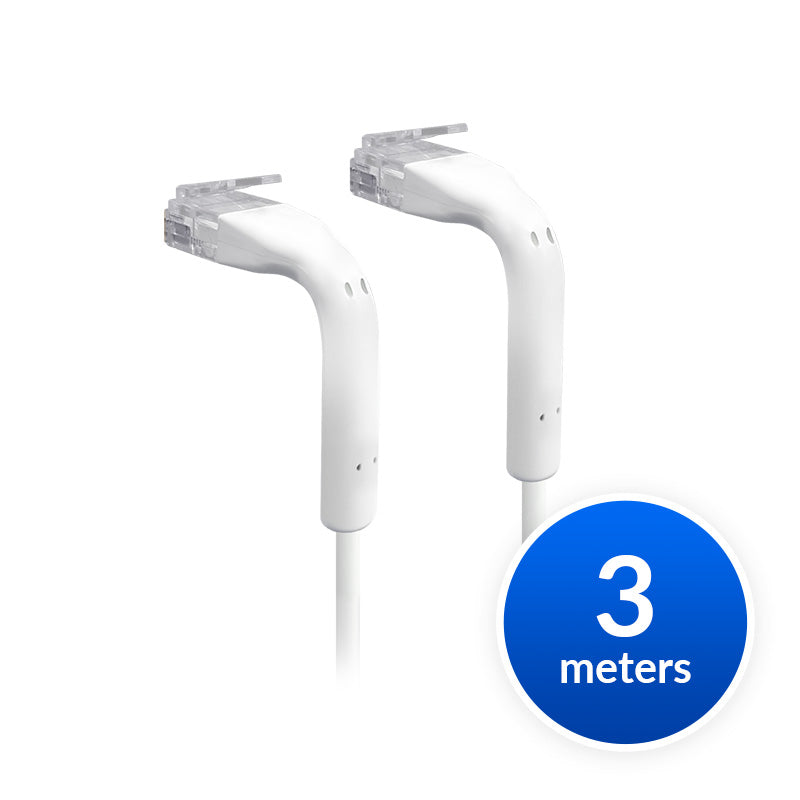 UniFi Patch Cable 3m White, Both End Bendable to 90 Degree, RJ45 Ethernet Cable, Cat6, Ultra-Thin 3mm Diameter U-Cable-Patch-3M-RJ45