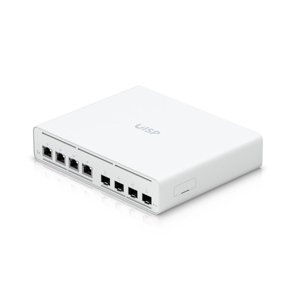 Ubiquiti UISP Switch Plus, 2.5 GbE PoE Switch For ISP Applications, RJ45 Ports, 27V Passive PoE Output, 4 10G SFP+ ports,