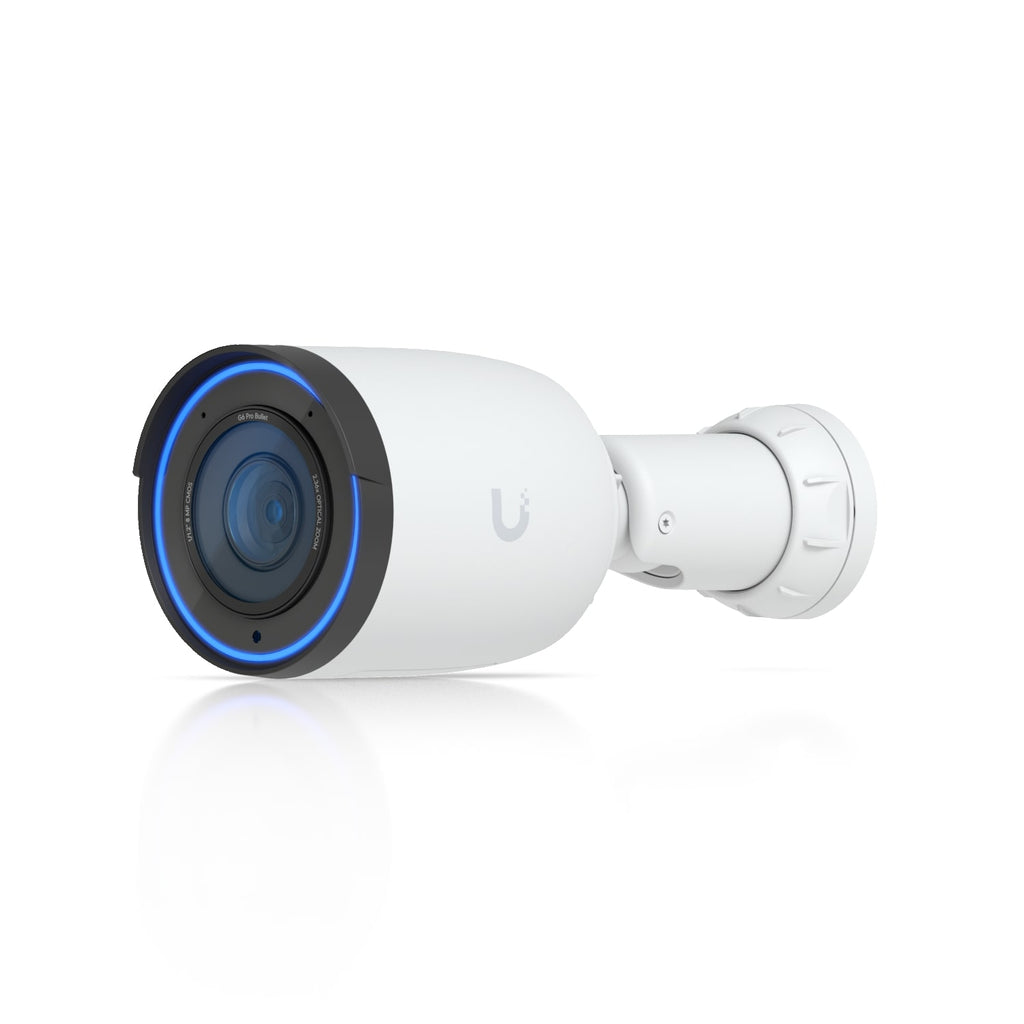 Ubiquiti G6 Pro Bullet, White All-Weather 4K PoE+ Camera, Multi-TOPS AI Engine, 2.36x Optical Zoom, Large 1/1.2"CMOS Sensor,Long-Range IR Night Vision