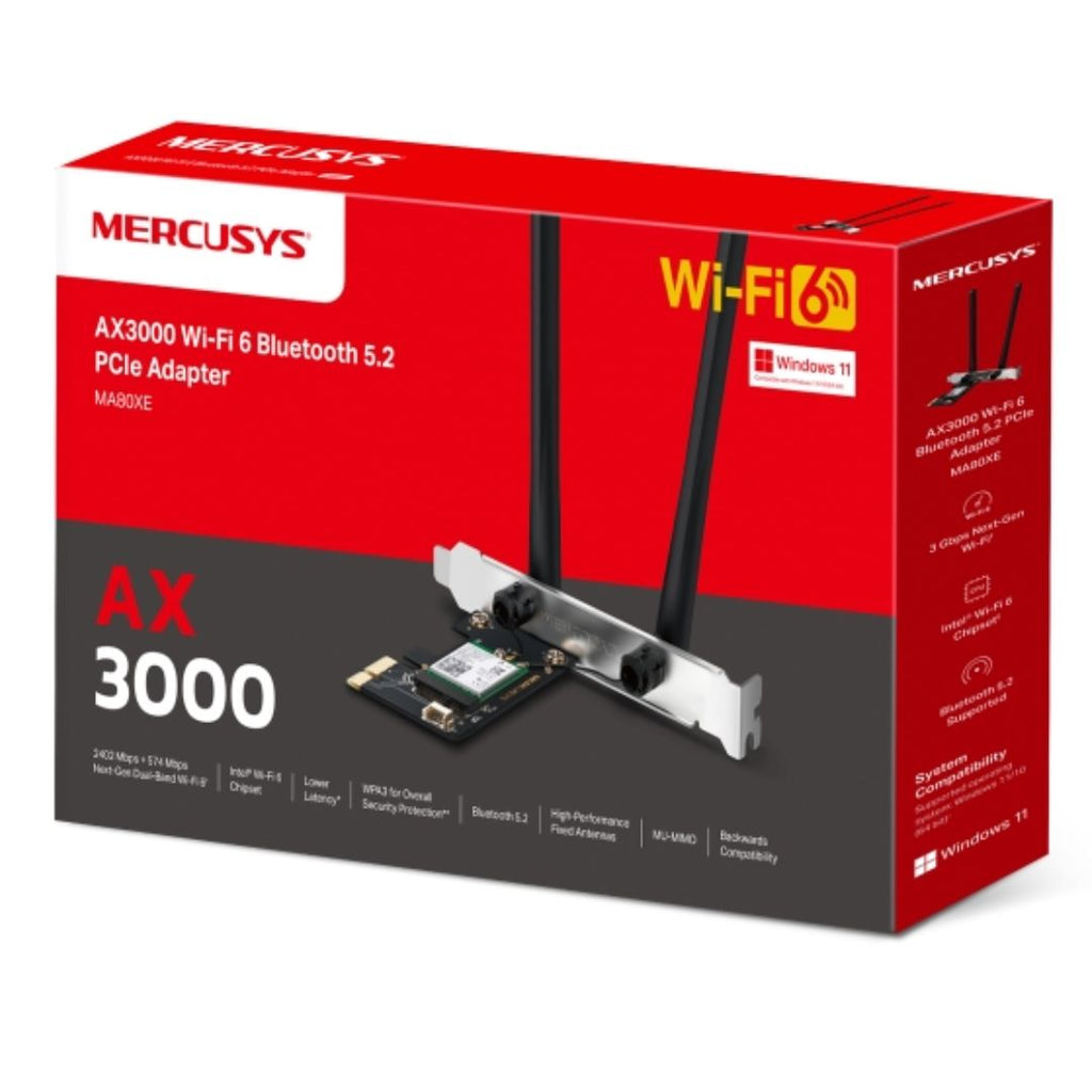 Mercusys MA80XE AX3000 Wi-Fi 6 Bluetooth 5.2 PCIe Adapter