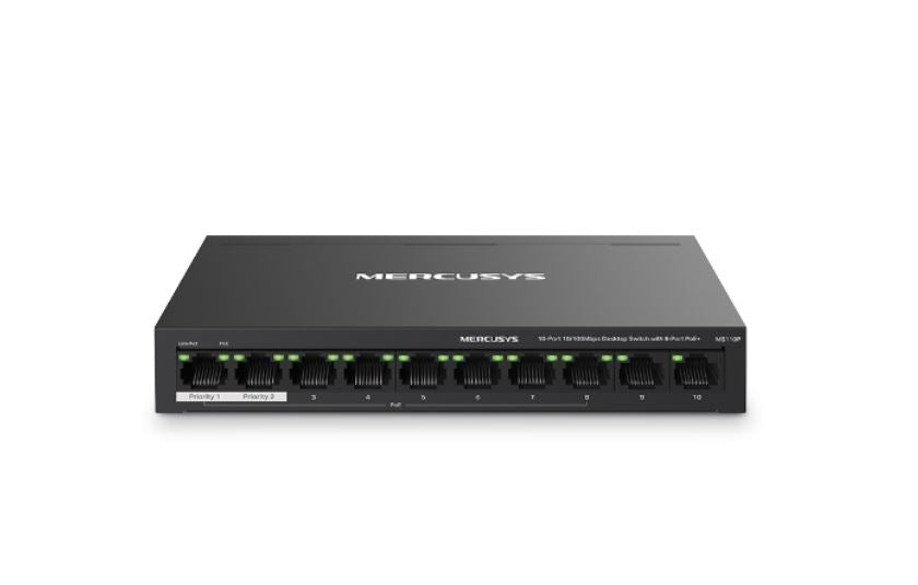 Mercusys MS110P 10-Port 10/100Mbps Desktop Switch with 8-Port PoE+