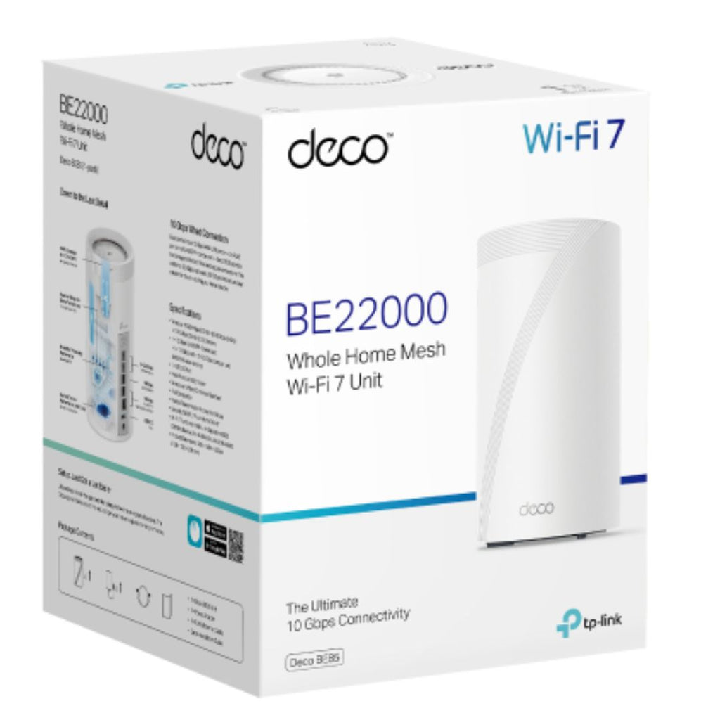 TP-Link Deco BE85(1-pack) BE22000 Tri-Band Whole Home Mesh Wi-Fi 7 System