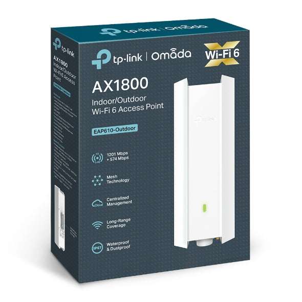 TP-Link EAP610-Outdoor AX1800 Indoor/Outdoor WiFi 6 Access Point, 1.8 Gbps, Long Range Coverage, IP67 Weatherproof, OFDMA, MU-MIMO, Omada Messh