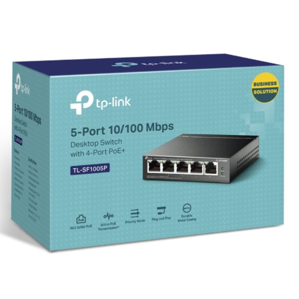 TP-Link TL-SF1005P 5-Port 10/100Mbps Desktop Switch with 4-Port PoE 67W IEEE 802.3af compliant 1Gbps Switching