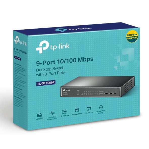 TP-Link TL-SF1009P 9-Port 10/100Mbps Desktop Switch with 8-Port PoE+peo