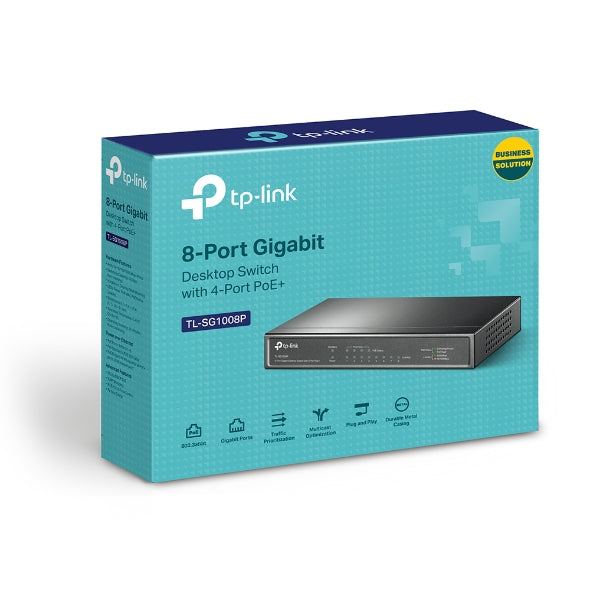 TP-Link TL-SG1008P 8-Port Gigabit Desktop Unmanaged Switch with 4-Port PoE 53W IEEE 802.3af, Fanless