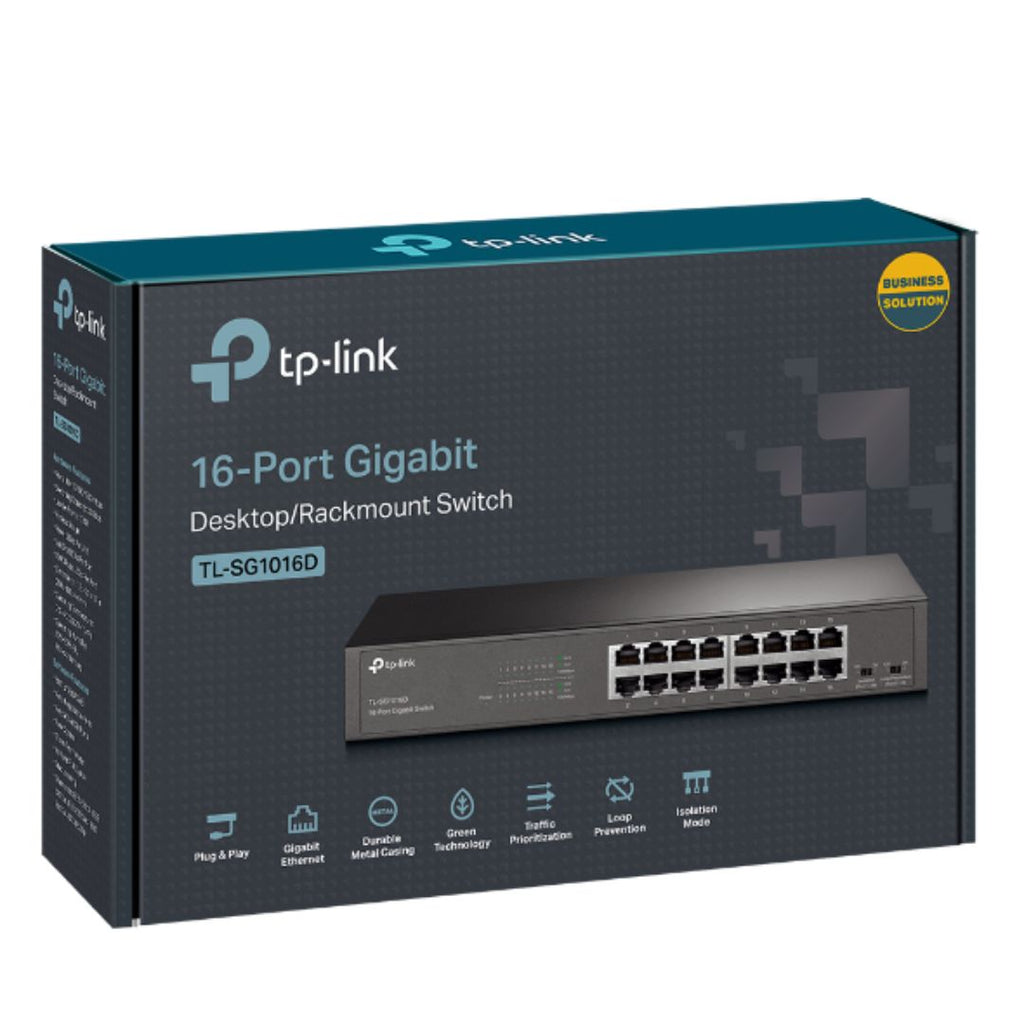 TP-Link TL-SG1016DE 16-Port Gigabit Easy Smart Switch network monitoring, traffic prioritization and VLAN features Web-based user interface