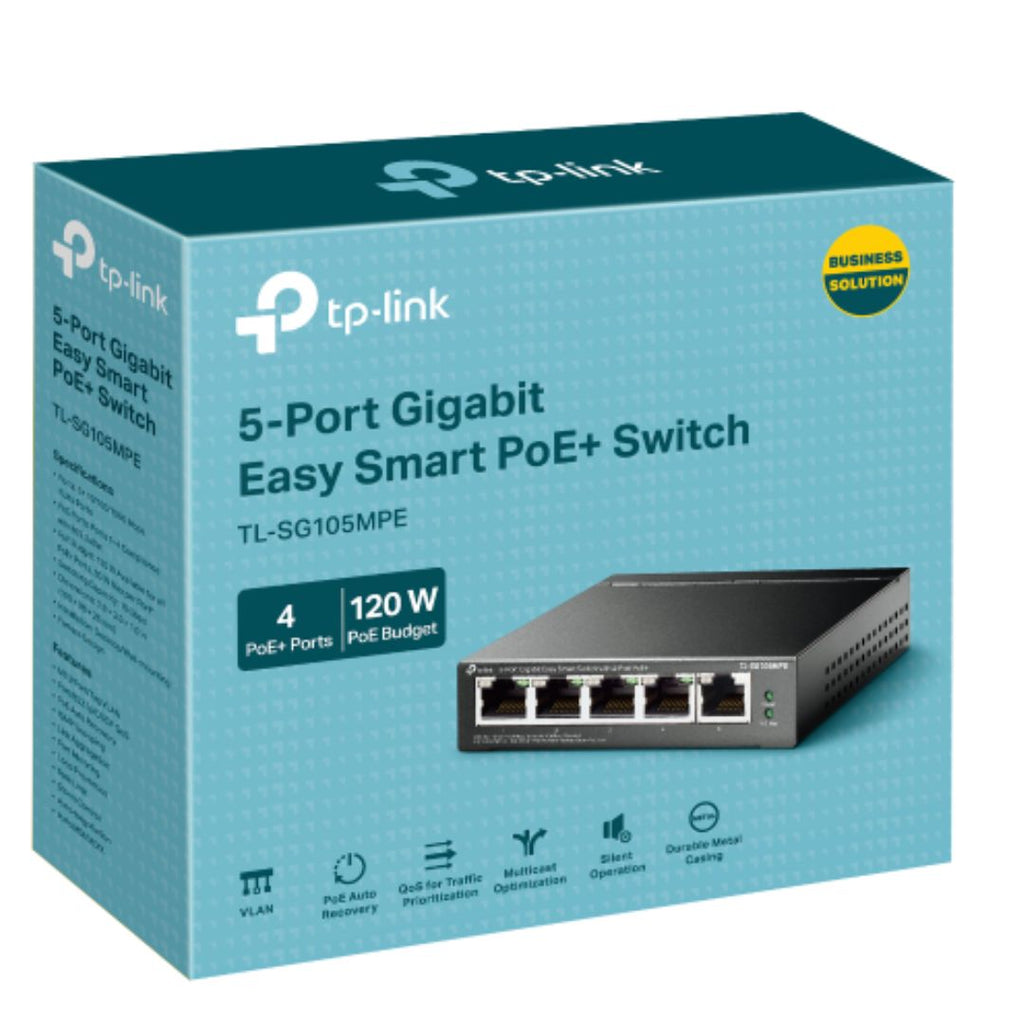 TP-Link TL-SG105MPE 5-Port Gigabit Easy Smart Switch with 4-Port PoE+  Omada