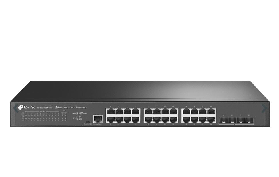 TP-Link TL-SG3428X-M2 JetStream 24-Port 2.5GBASE-T L2+ Managed Switch with 4 10GE SFP+ Slots, Omada