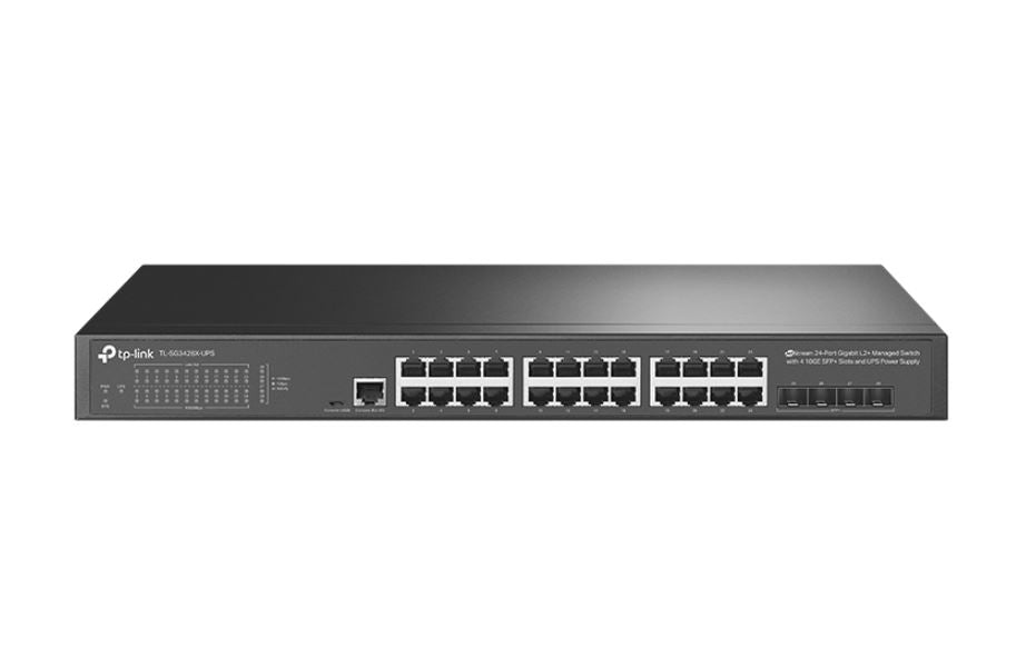 TP-Link TL-SG3428X-UPS JetStream 24-Port Gigabit L2+ Managed Switch with 4 10GE SFP+ Slots and UPS Power Supply (Project Only)