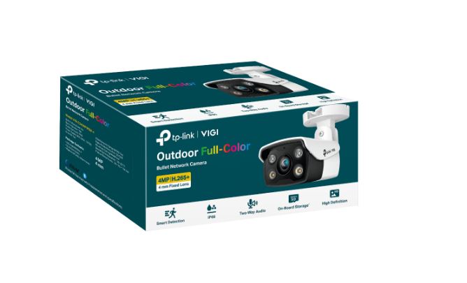 TP-Link VIGI 4MP C340(4mm) Outdoor Full-Colour Bullet Network Camera,4mm Lens, Smart Detection, 2YW (LD)