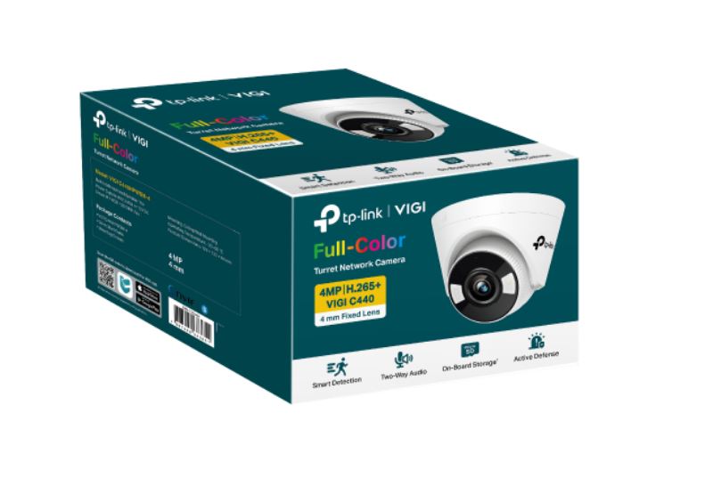 TP-Link VIGI 4MP C440(4mm) Full-Colour Turret Network Camera, 4mm Lens, Smart Detection, 2YW (LD)