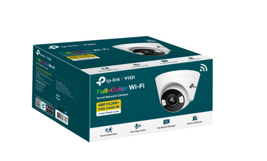 TP-Link VIGI 4MP C440-W(4mm) Full-Colour Wi-Fi Turret Network Camera,4mm Lens, Smart Detection, 2YW (LD)