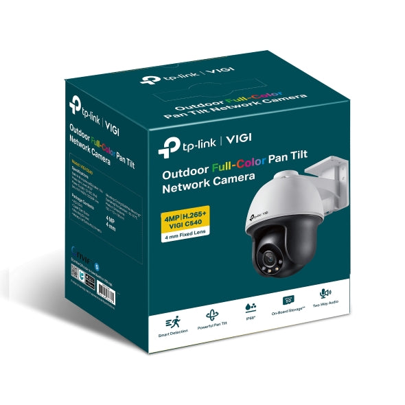 TP-Link VIGI 4MP C540(4mm) Outdoor Full-Colour Pan Tilt Network Camera, 4mm Lens, Smart Detection, 2YW (LD)