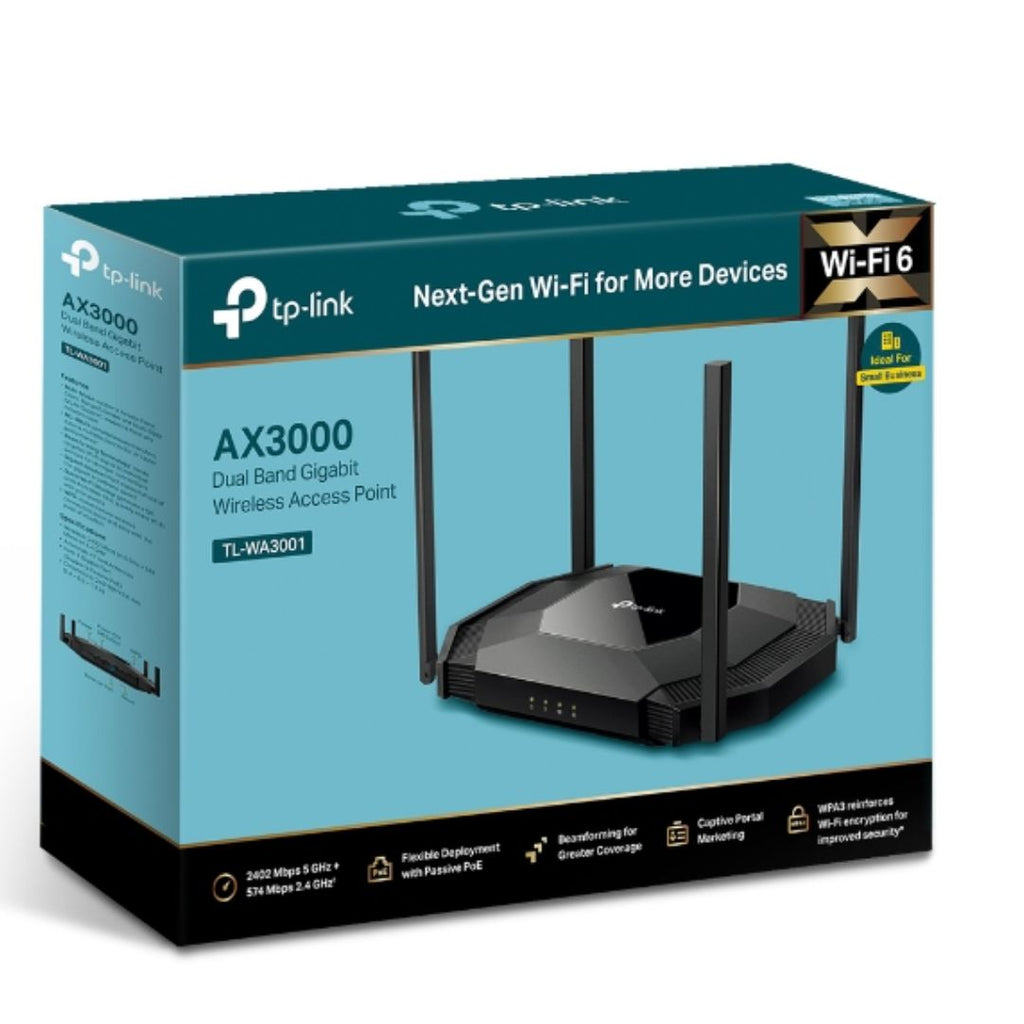 3000 Mbps TP-Link TL-WA3001 AX3000 Gigabit Wi-Fi 6 Access Point, 3000 Mbps Dual ...