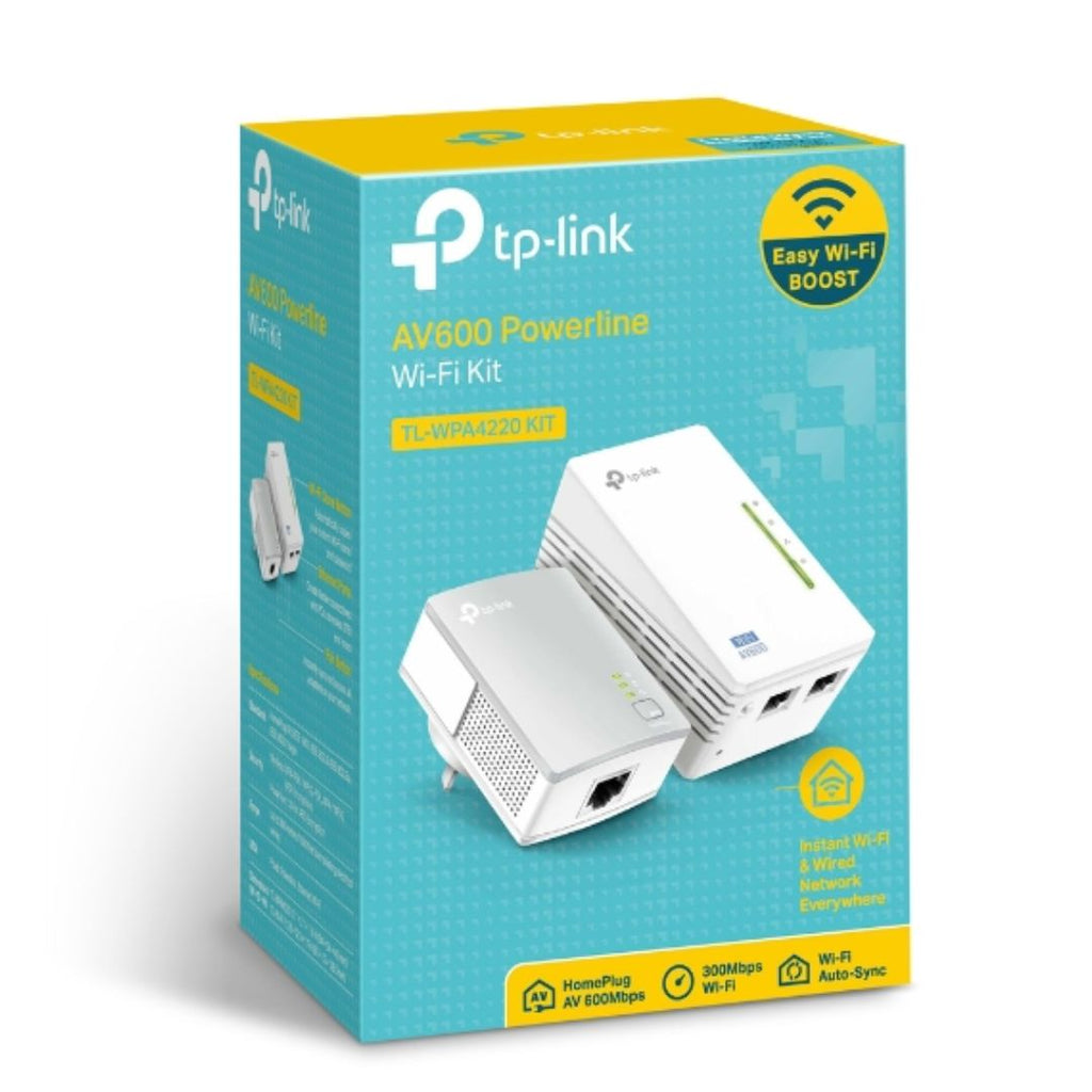 TP-Link TL-WPA4220KIT 300Mbps AV600 Wi-Fi Powerline Extender Starter Kit 600Mbps HomePlug AV 300Mbps Wireless 2x100Mbps LAN 2.4GHz 802.11bgn 300m rang