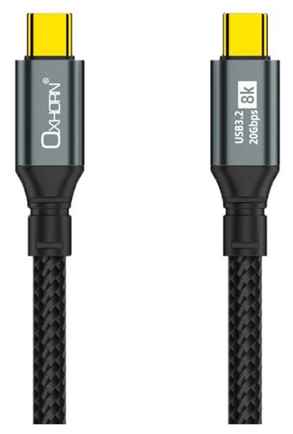 Oxhorn USB 3.2 Gen 2×2 2m USB-C to USB-C 20Gbps 8K@60Hz 20V 100W E-Marker Chip Black fast charging  Video cable Laptop Phones Tablet USB-C Device