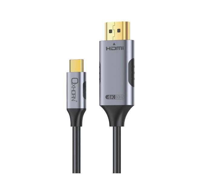 Oxhorn USB C to HDMI 2.0 1m cable 4K@60Hz Aluminum plugs black Support HDCP 1.4 HDCP 2.2 Thunderbolt 3/4 LPCM compatible Windows/Mac/Chromebooks