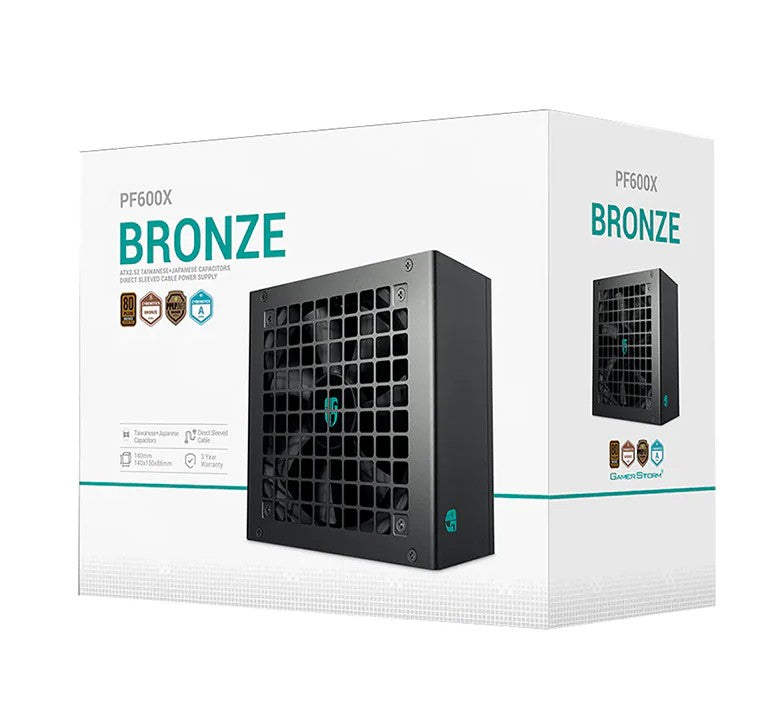 DeepCool PF600X 600W Gamer Storm 80+ Bronze/ Cybenetics ATX Power Supply 120mm Fan, Japanese  Taiwanese Capacitors, DC to DC, ATX12V V2.52