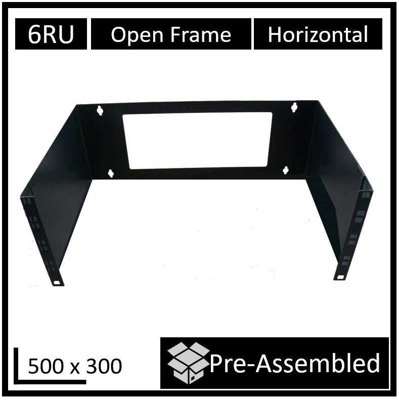 LDR Open Frame 6U Wall Mount Frame (500mm x 300mm) - Black Metal Construction