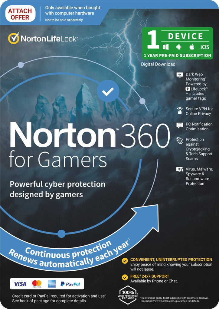 Norton 360 For Gamers Empower 50GB AU 1 User 1 Device OEM