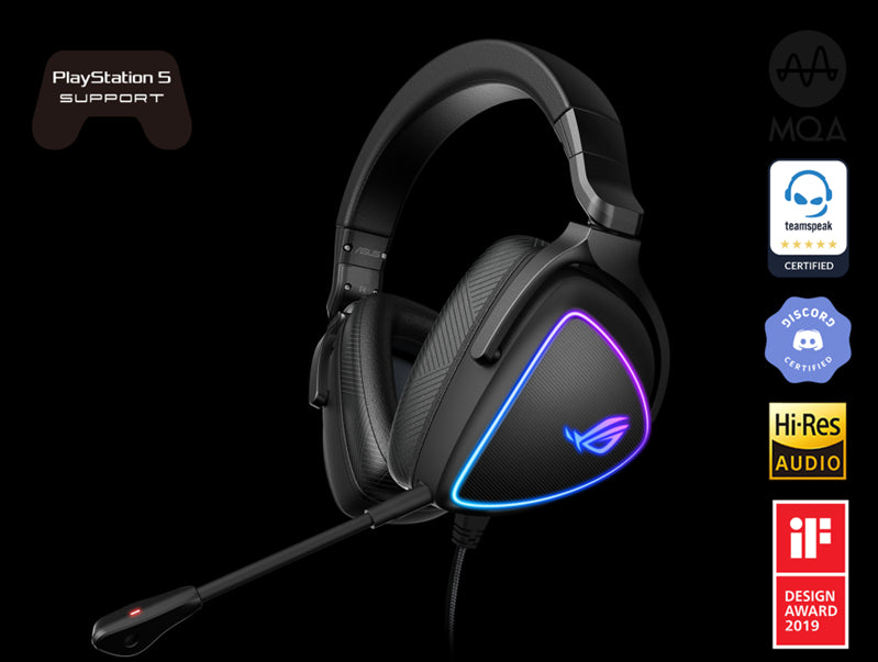 ASUS ROG DELTA S Lightweight USB-C Gaming Headset with AI noise-canceling mic, MQA rendering technology, RGB lighting, PC, Switch  PS5