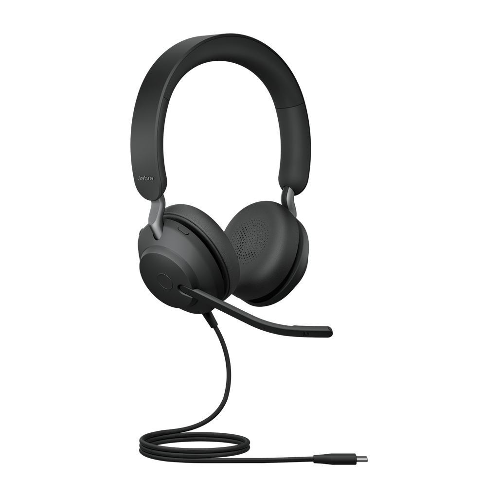 Jabra Evolve2 40 SE Wired USB-C UC Stereo Headset, 360° BusyLight, Noise Isolationg Ear Cushions, 2Yr Warranty, Plug-and-play, 3-Microphone Technology