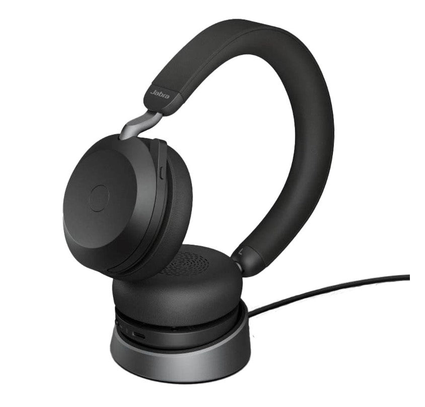 Jabra Evolve2 75 USB-C Link380c MS Stereo Stand Black, 8-Mic Technology, 36 Hours Battery  Fast Charge, Dual-Foam Tech, Discreet Hide-Away Boom Arm