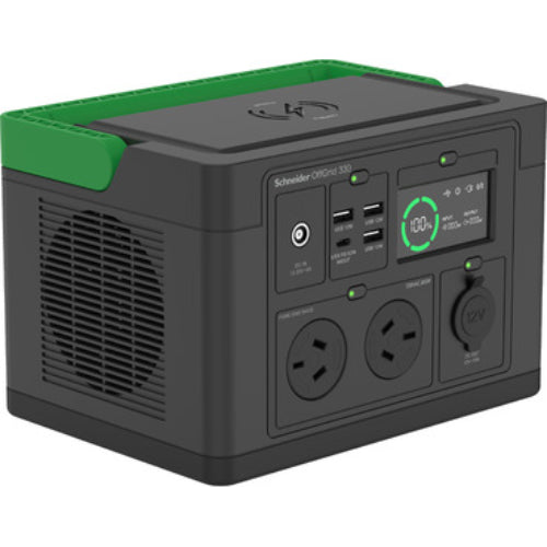 APC OffGrid Portable Power Station 330, 120V, 332Wh Lithium-ion, LCD, 2 NEMA, Sinewave, 3 USB-A, 1 USB-C, Wireless Charger