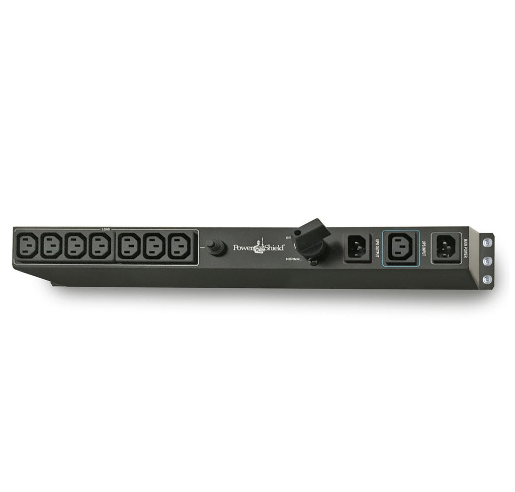 PowerShield Rack Mount Bypass Switch Plus Hot Swap PDU for 1  2kVA, 1U, 10Amp Input, ensures uninterrupted power during maintenance