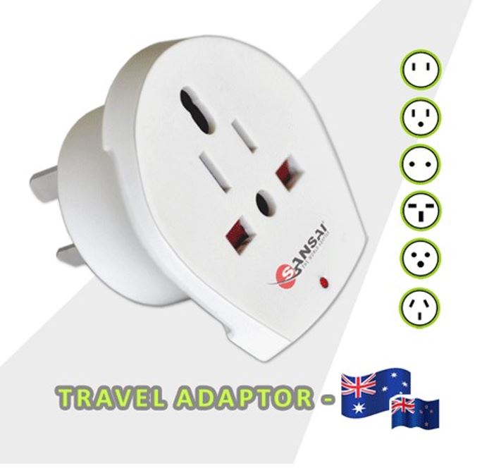 Sansai Travel Adaptor STV-018 for 240V equipment from Britain USA Europe Japan China Singapore Korea  Italy to use in Australia  NZ Hot Sealed Packl